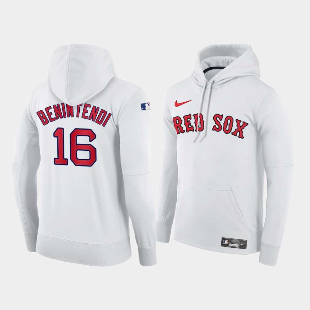 Men Boston Red Sox 16 Benintendi white home hoodie 2021 MLB Nike Jerseys